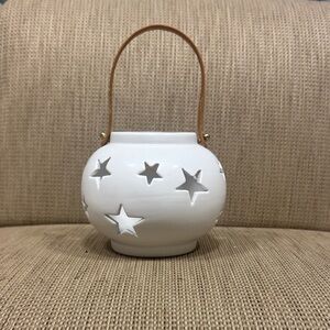 White Star Cutout Ceramic Lantern